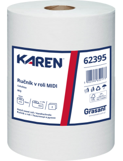 Karen ručník v roli Midi 2-vrstvý bílá celuóza 130 mm x 200 mm návin 50 m