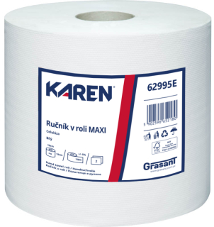 Karen ručník v roli Maxi 2-vrstvý bílá celuóza 190 mm x 200 mm návin 110 m