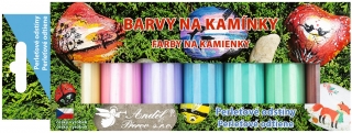 Barvy na kamínky akrylové 7 x 15 g, LESK, PERLEŤ (6130)